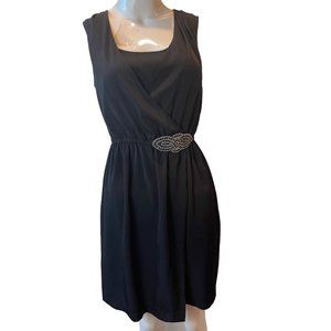 Alfani Women's TRF Design Wrap Mini Dress Rhinestone Elastic Waist Black Size 2